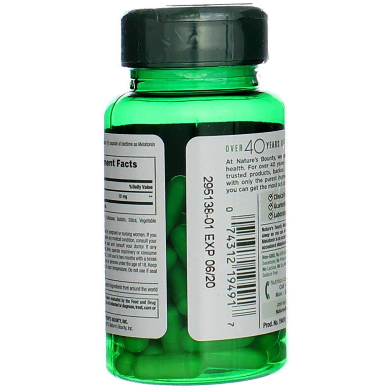 Nature's Bounty Melatonin bottle on nightstand for easy nightly use
