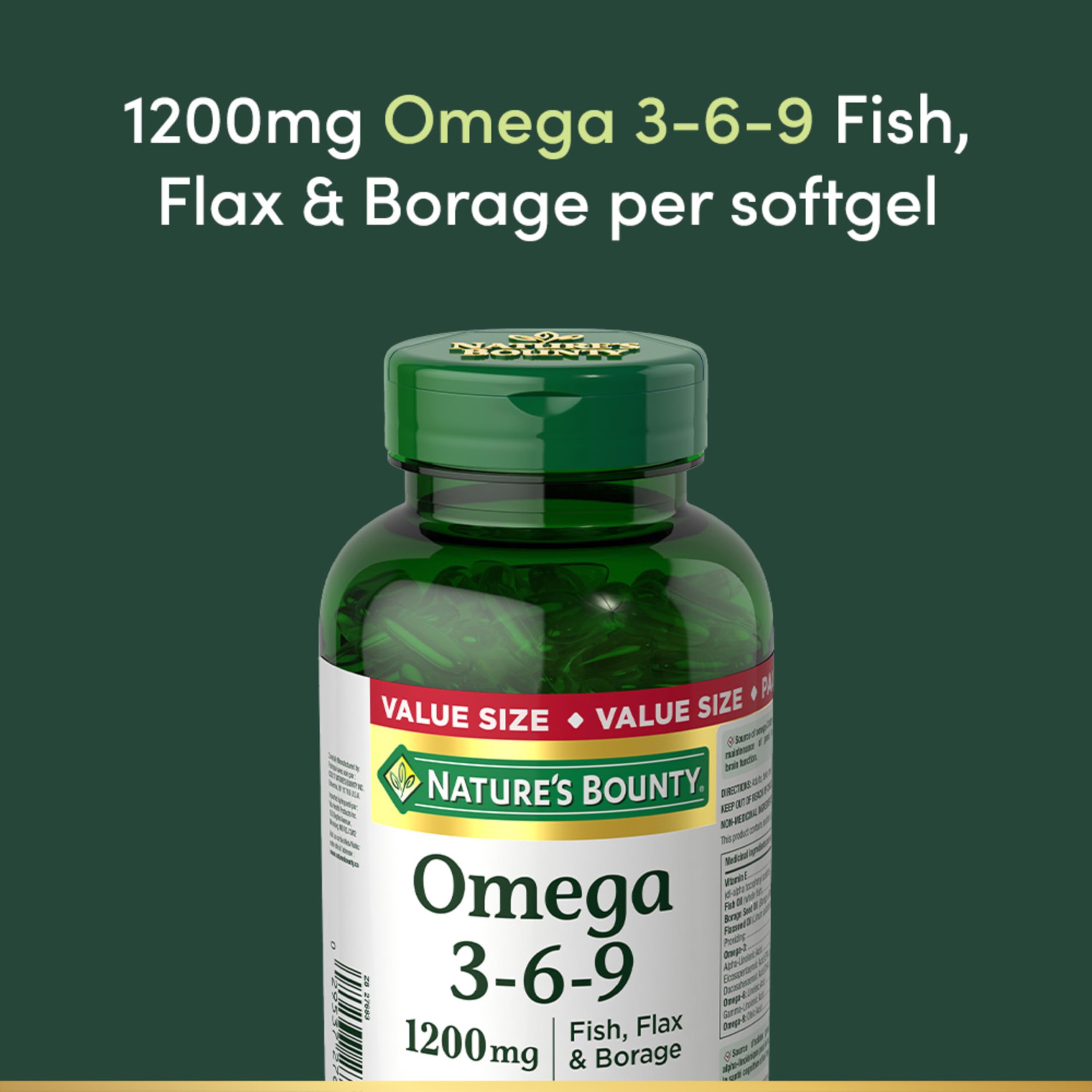 Packaging box and jar design for Nature's Bounty omega blend.