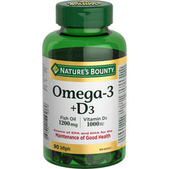Nature's Bounty Omega-3 D3 bottle front view for daily wellness.