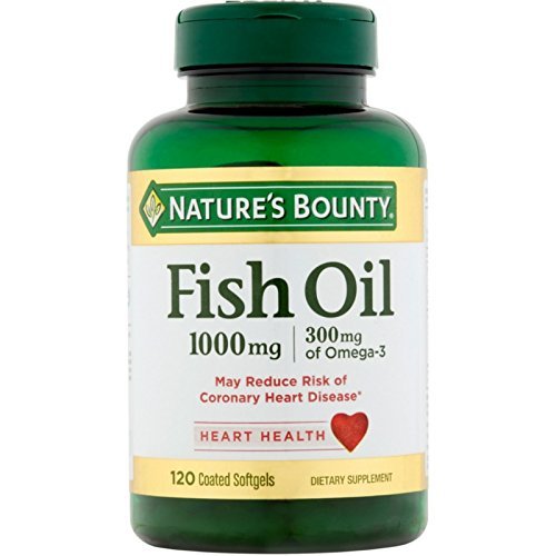 Nature's Bounty Omega-3 Fish Oil softgels bottle pour supports daily wellness and omega intake