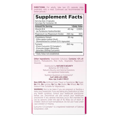 Nature’s Bounty Advanced PMS Relief front box promoting monthly wellness