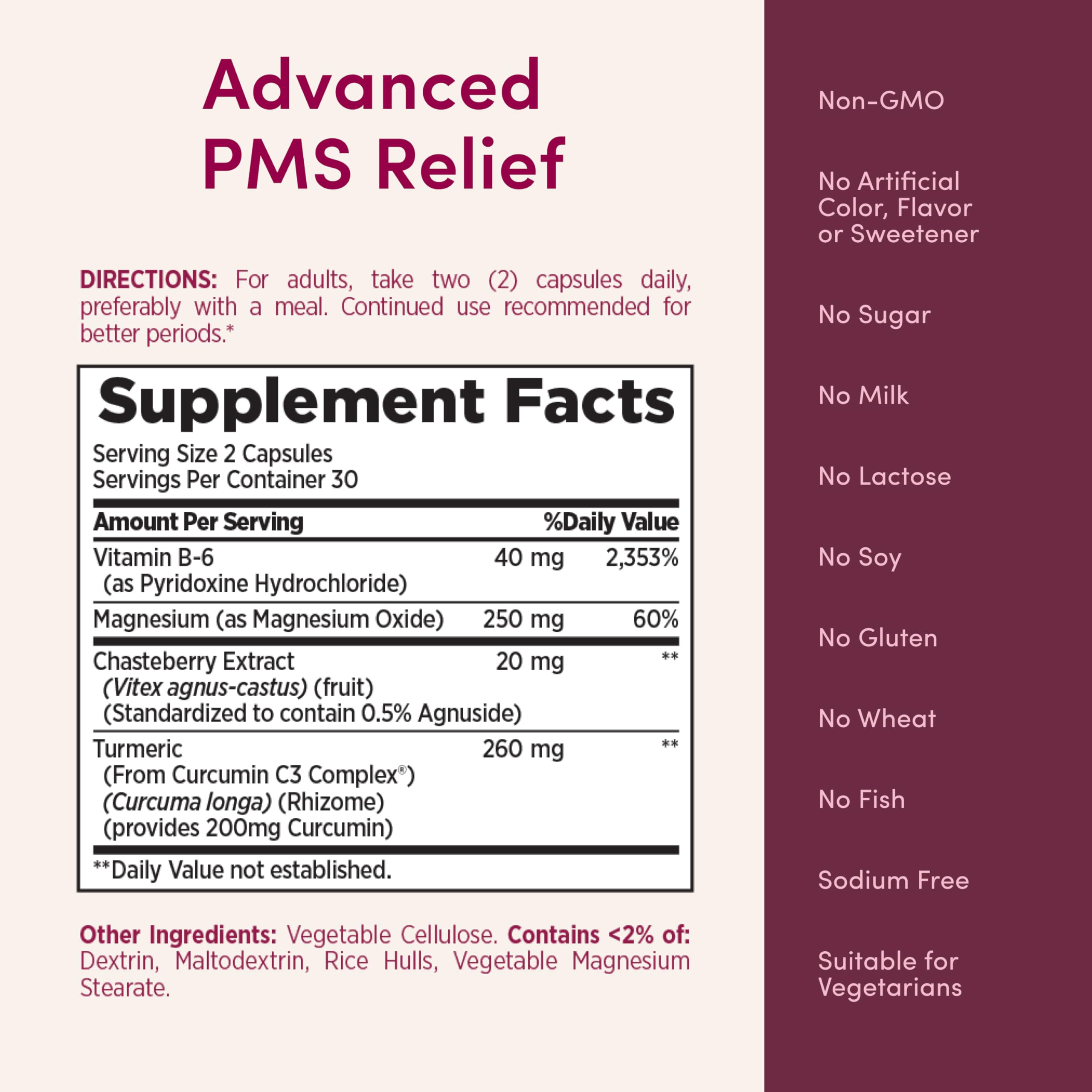 Nature’s Bounty Advanced PMS Relief packaging on desk illustrating the vitamin blend