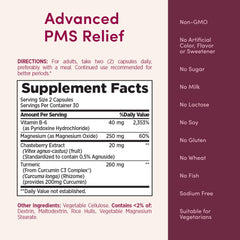Nature’s Bounty Advanced PMS Relief packaging on desk illustrating the vitamin blend