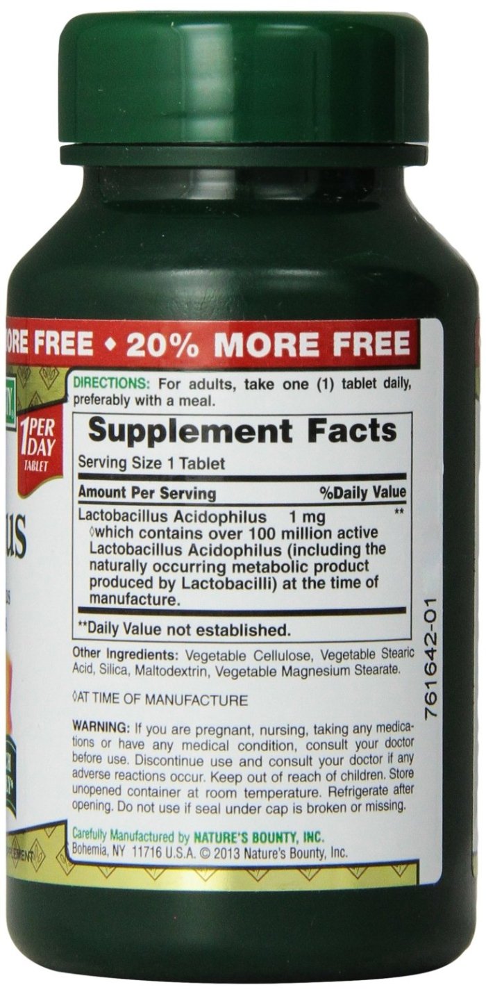 Nature's Bounty probiotic acidophilus tablets shown in daily routine for digestion.