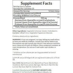 Nature's Bounty Probiotic GX capsules pour, convenient daily use for gas support.