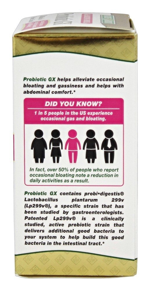 Packaging highlights Lp299v strain studied for gut comfort.