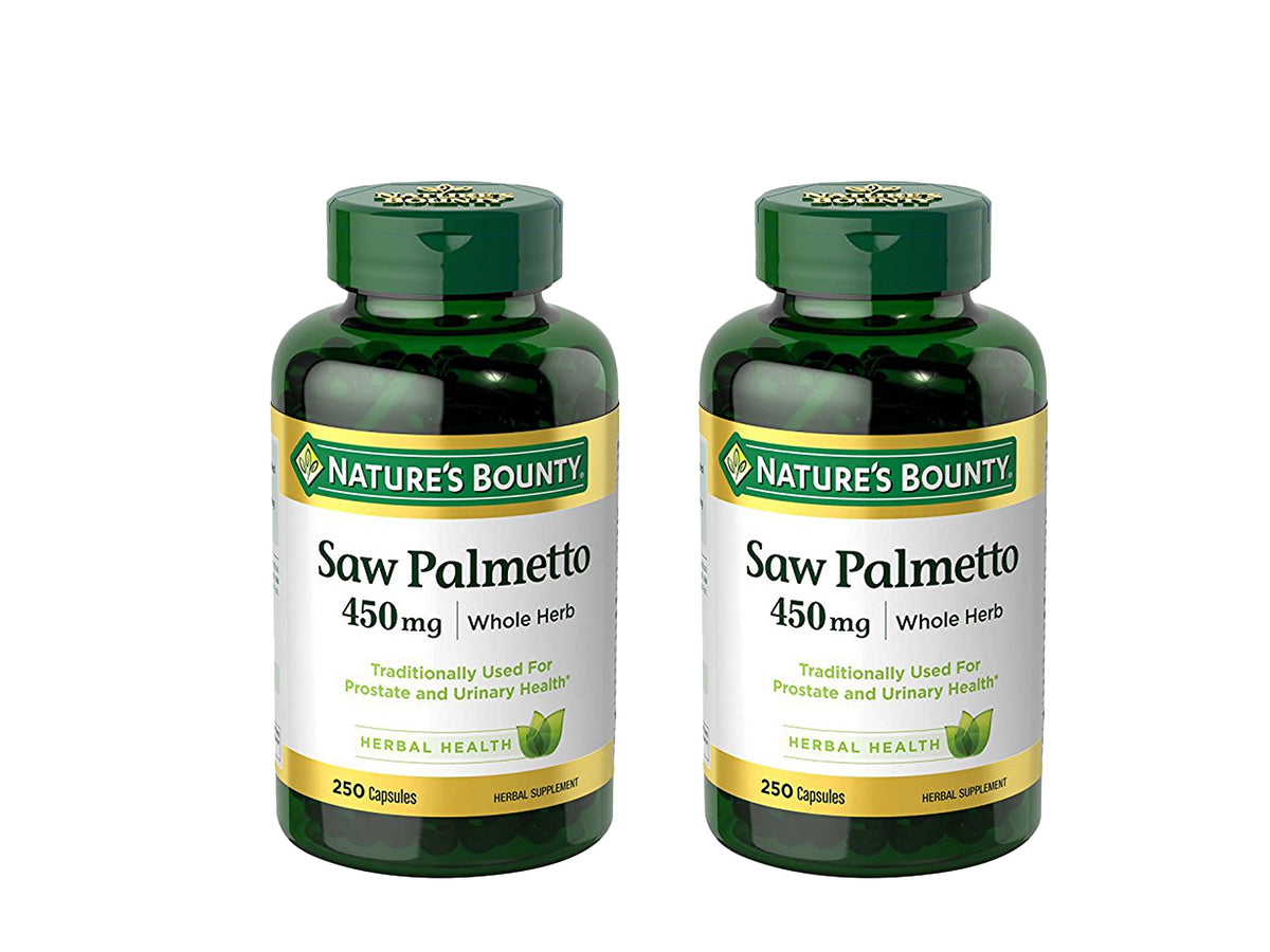 Nature's Bounty Saw Palmetto 450 mg capsules bottle for daily supplement routine