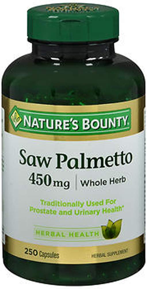 Nature's Bounty Saw Palmetto 450 mg capsules for daily prostate support and urinary comfort