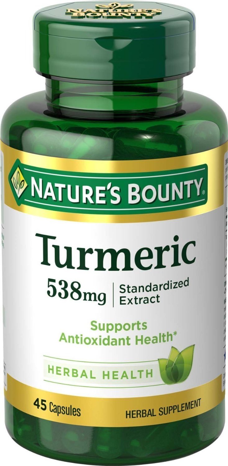 Nature's Bounty Turmeric 538 mg bottle for daily wellness support and easy supplement routine.