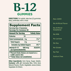 Nature's Bounty Vitamin B12 gummies 500mcg indicator, handy energy metabolism support