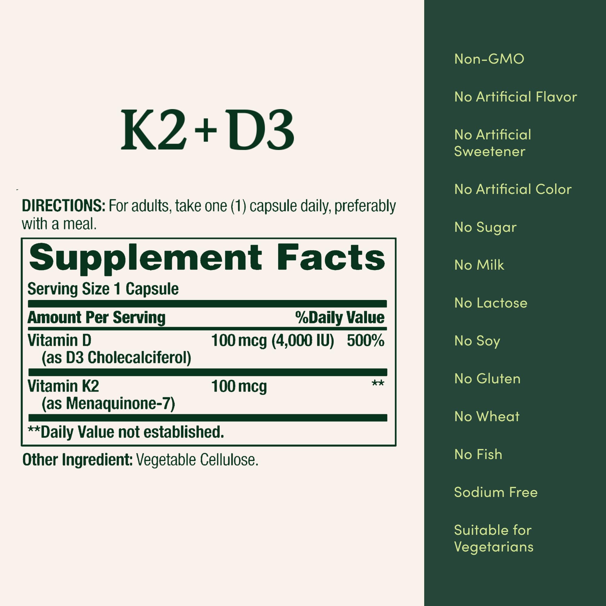 Nature's Bounty Vitamin D3 K2 bottle being poured to illustrate routine.
