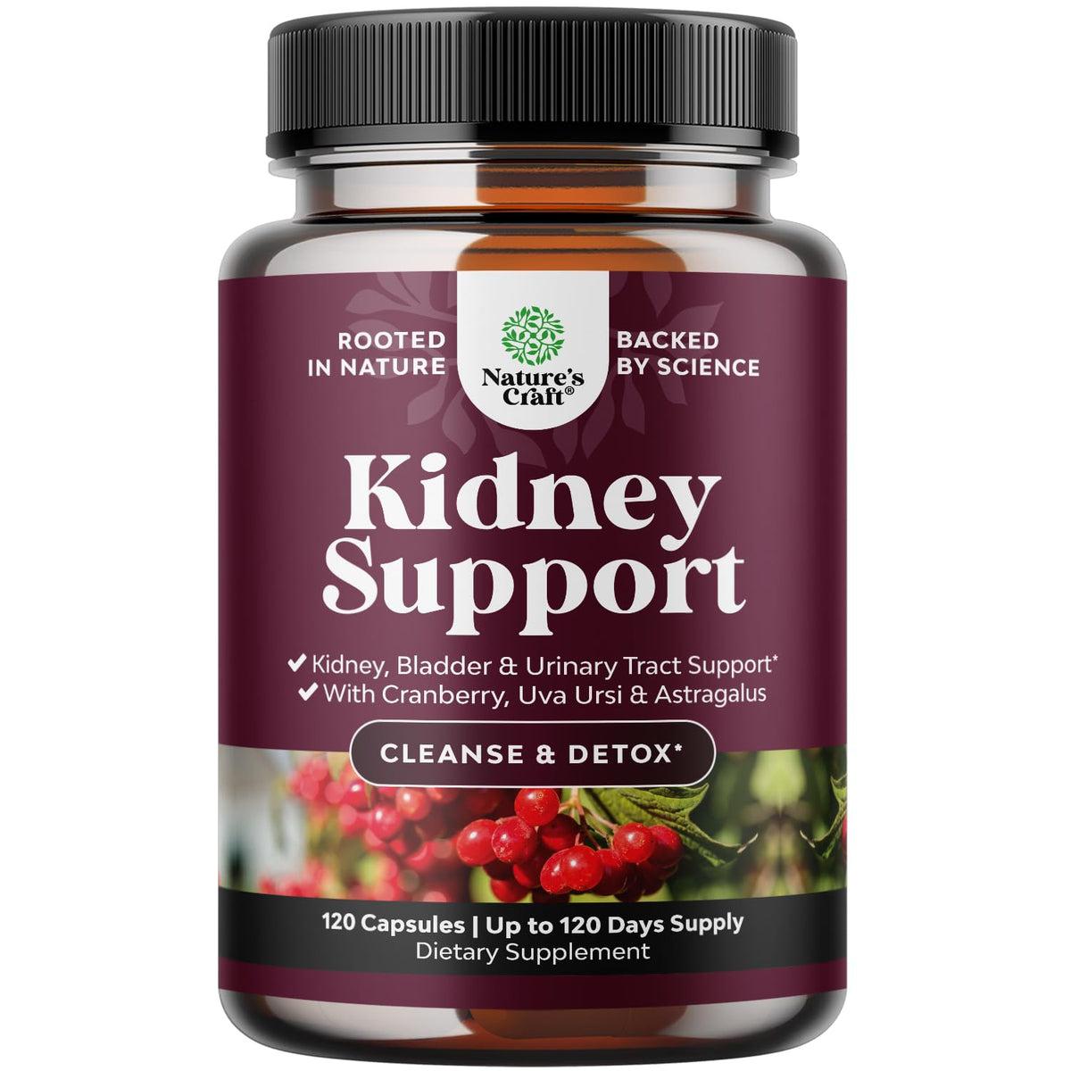 Nature's Craft Advanced Kidney Support bottle with capsules for daily urinary health support