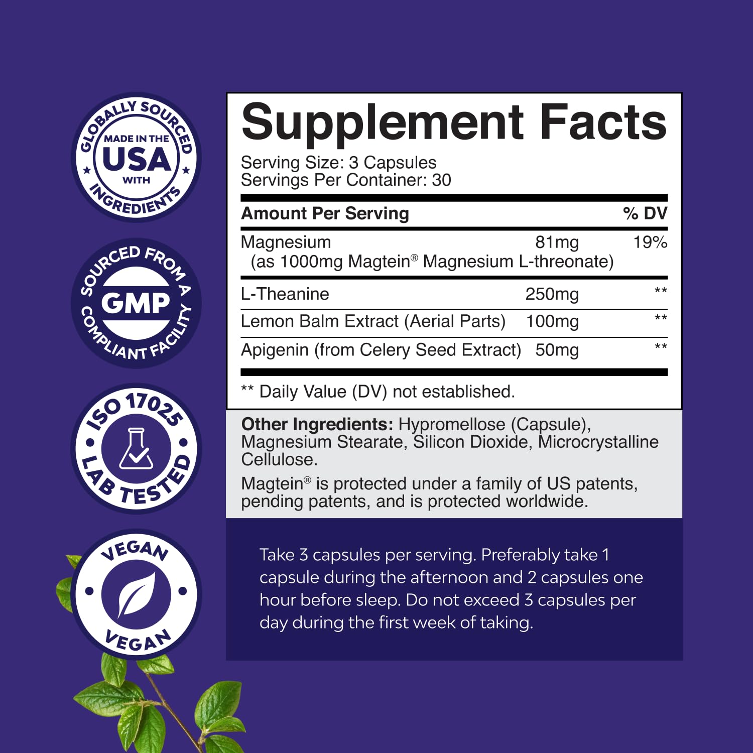 Natures Craft Apigenin L-Theanine formula image emphasizes relaxation and smoother sleep onset.