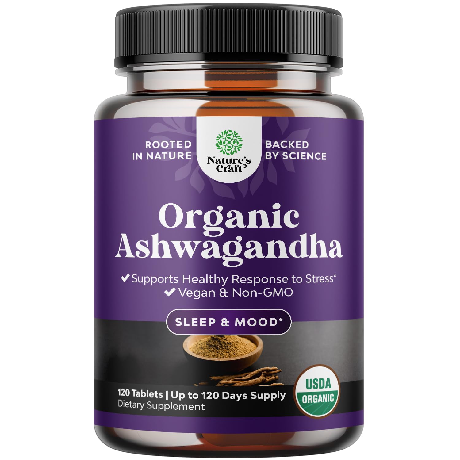 Natures Craft Ashwagandha full bottle supports daily mood balance.