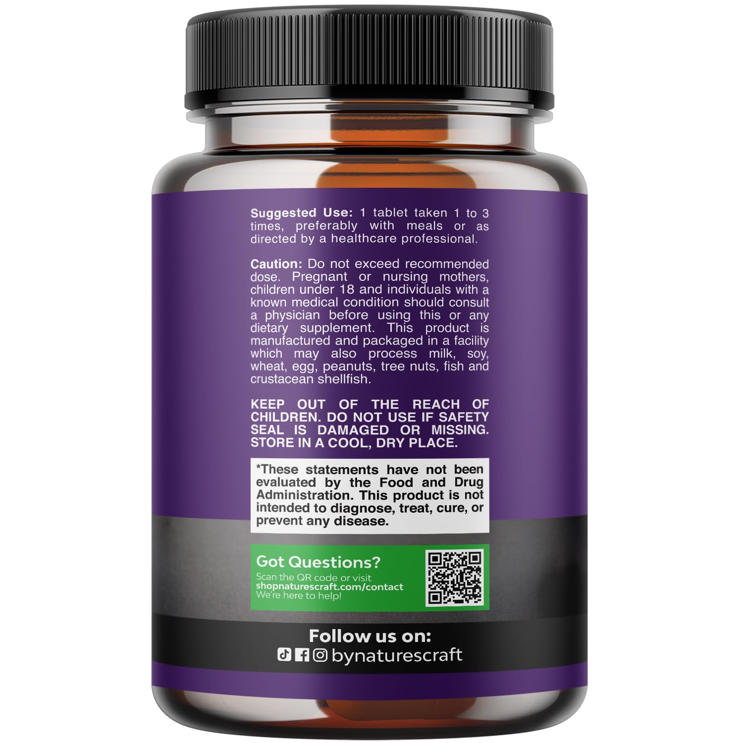 Natures Craft Ashwagandha tablets closeup highlights root extract.