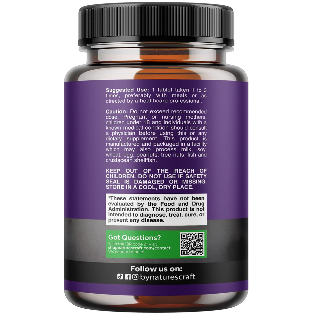 Natures Craft Ashwagandha tablets closeup highlights root extract.