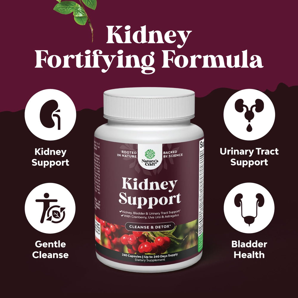 Natures Craft Astragalus capsules, showcasing natural kidney support ingredients.
