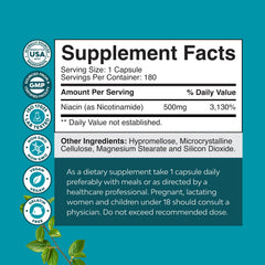 Natures Craft B3 Niacinamide 500mg capsules close-up for convenient daily intake