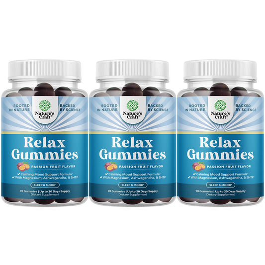 Natures Craft Calming Gummies bottle closeup showing mood support and flavor