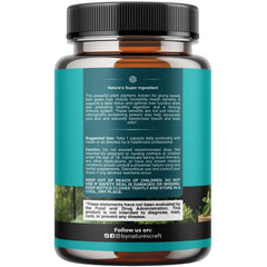 Natures Craft chlorophyll capsules closeup highlights mint and parsley blend for internal cleansing.