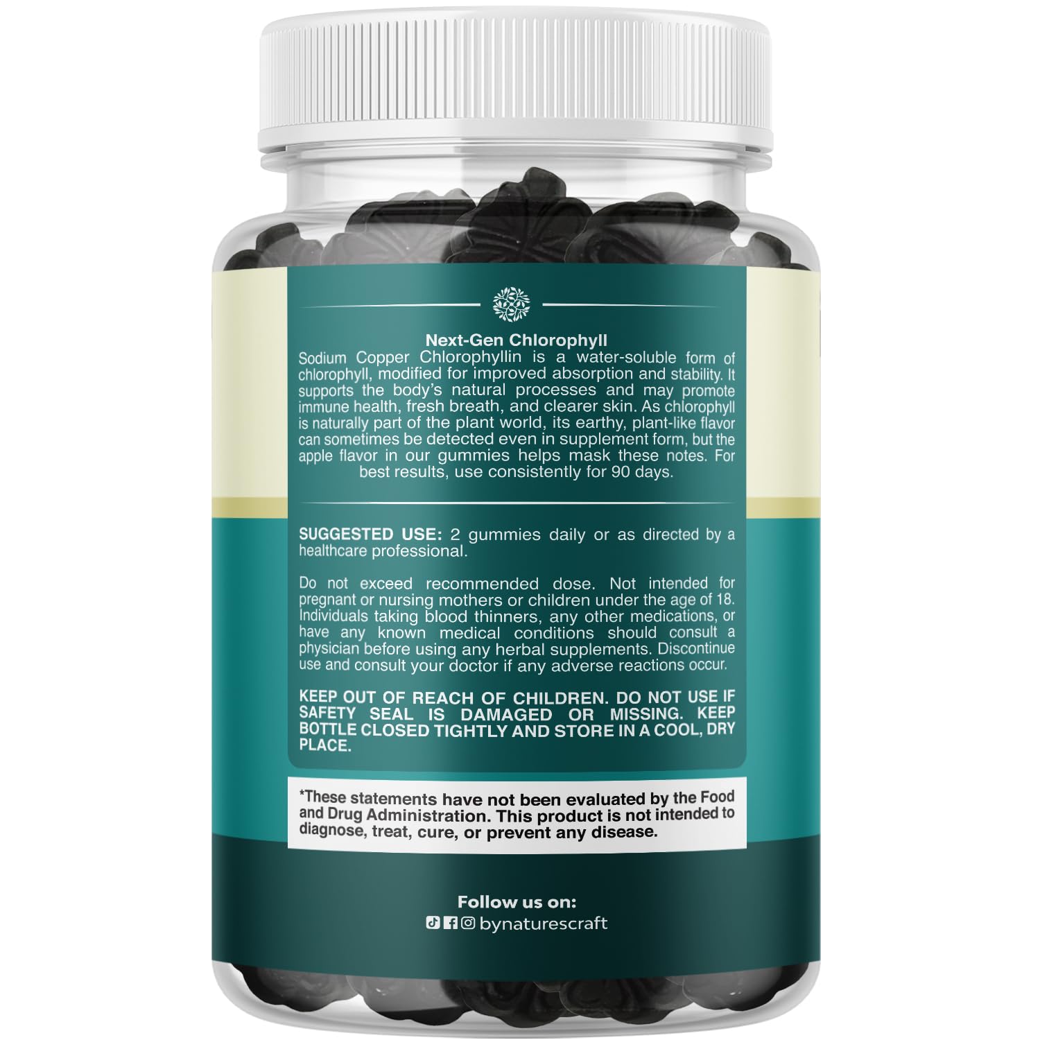 Natures Craft chlorophyll gummies addressing body odor with internal deodorizing support.