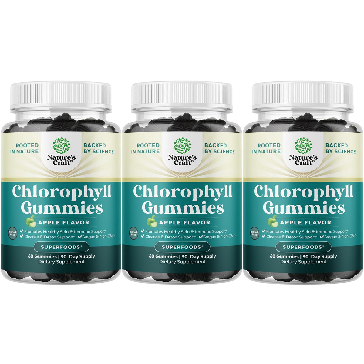 Natures Craft chlorophyll gummies for daily detox and refreshing wellbeing.