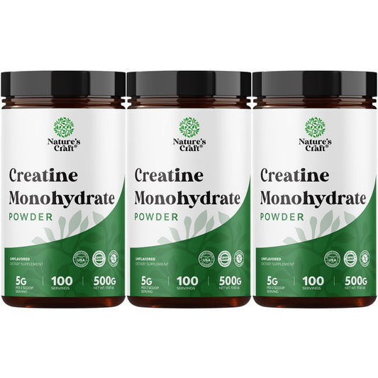 Natures Craft creatine micronized powder in a jar for pure muscle fuel
