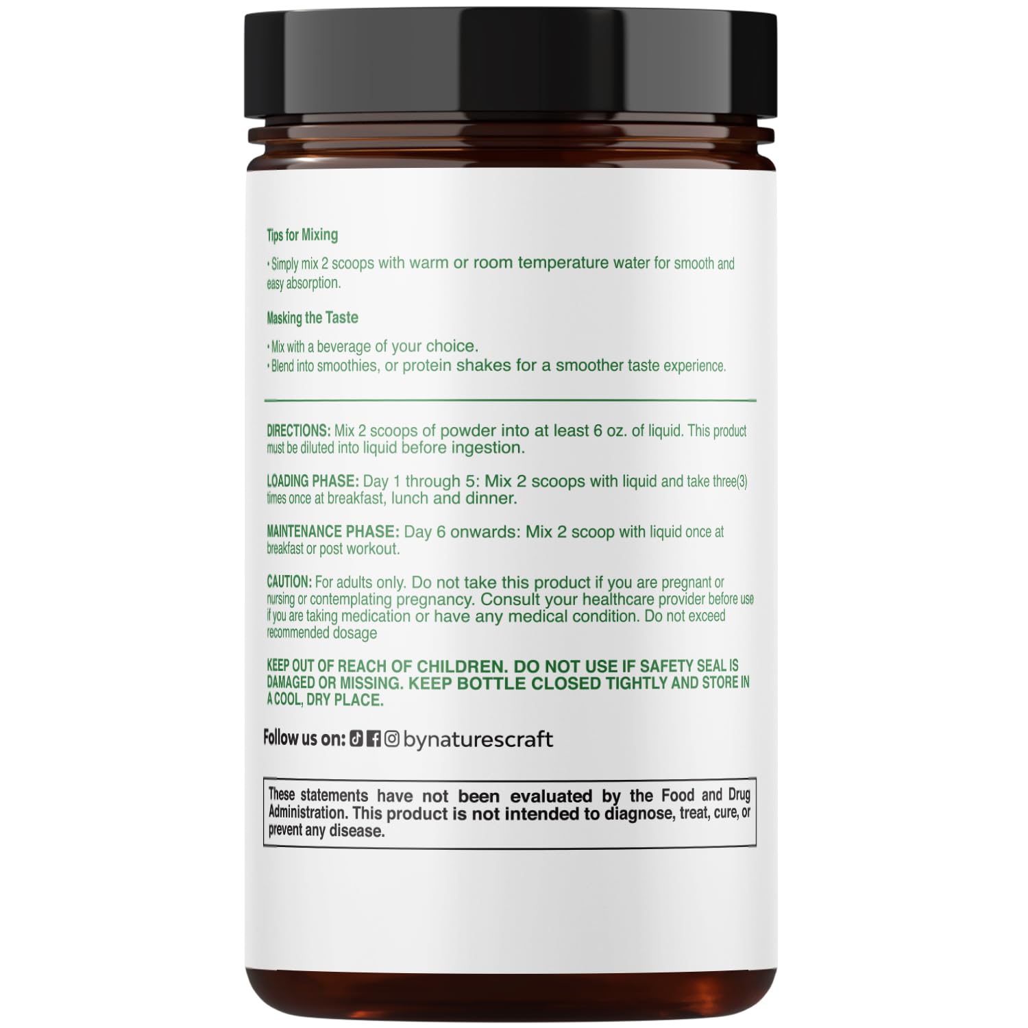 Natures Craft creatine micronized powder scoop ready for dosing