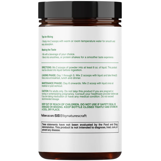 Natures Craft creatine micronized powder scoop ready for dosing
