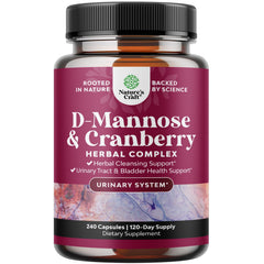 Nature's Craft D Mannose Cranberry 1000mg capsules support urinary tract health and bladder comfort.