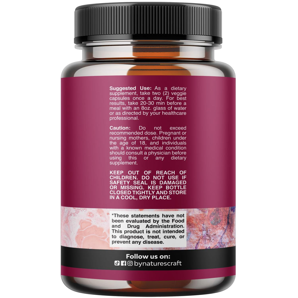 Nature's Craft D Mannose Cranberry bottle front for easy daily urinary health support.