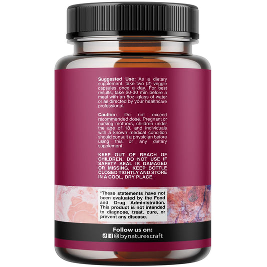 Nature's Craft D Mannose Cranberry bottle front for easy daily urinary health support.