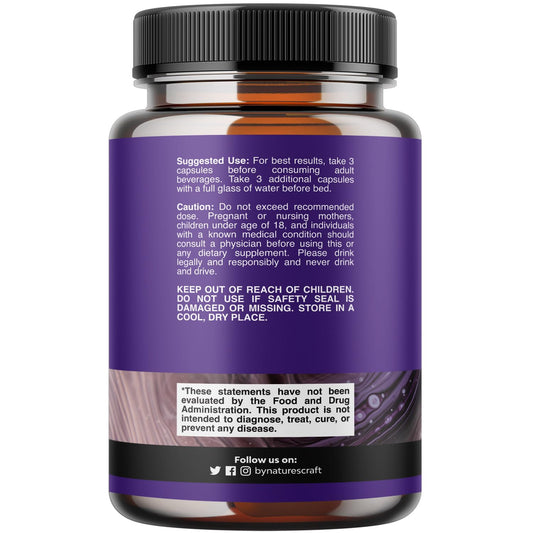 Natures Craft DHM capsules close-up for post-drinking recovery support