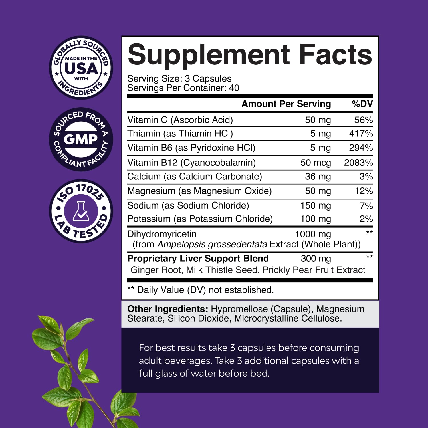 Natures Craft DHM prickly pear extract close-up highlighting ingredients