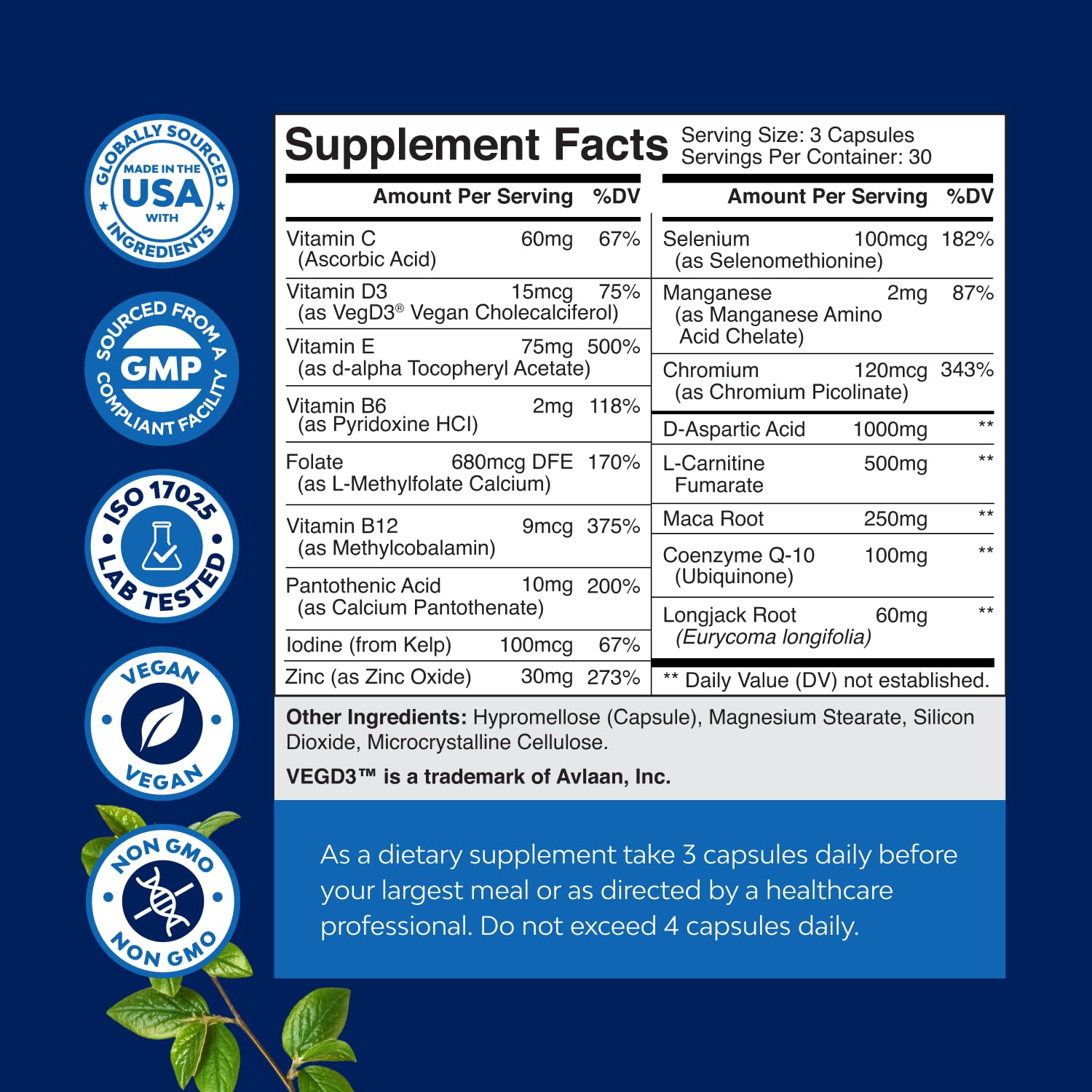 Natures Craft capsules close-up for daily fertility support.