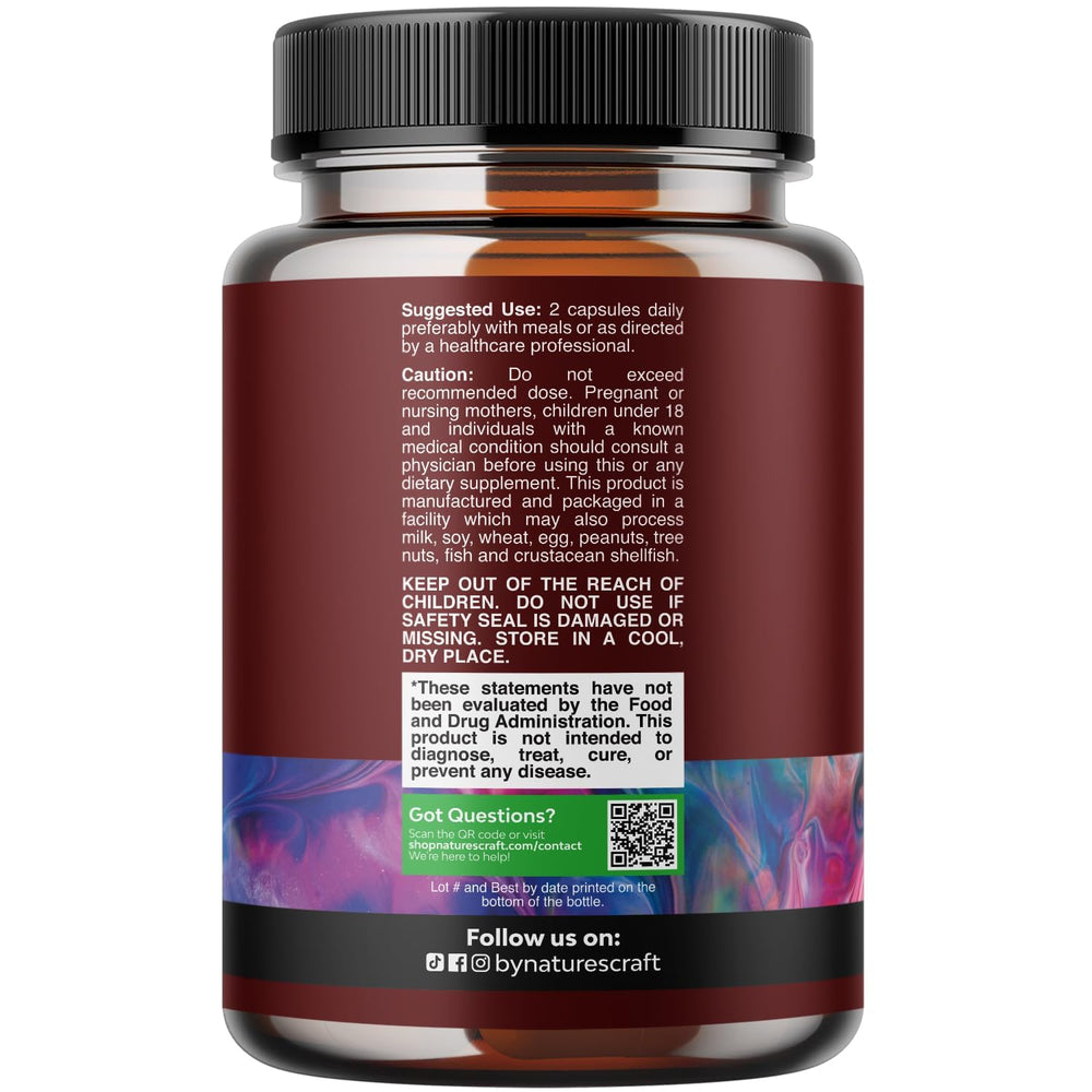 Close-up of the Nature's Craft label highlighting ingredients and formulation