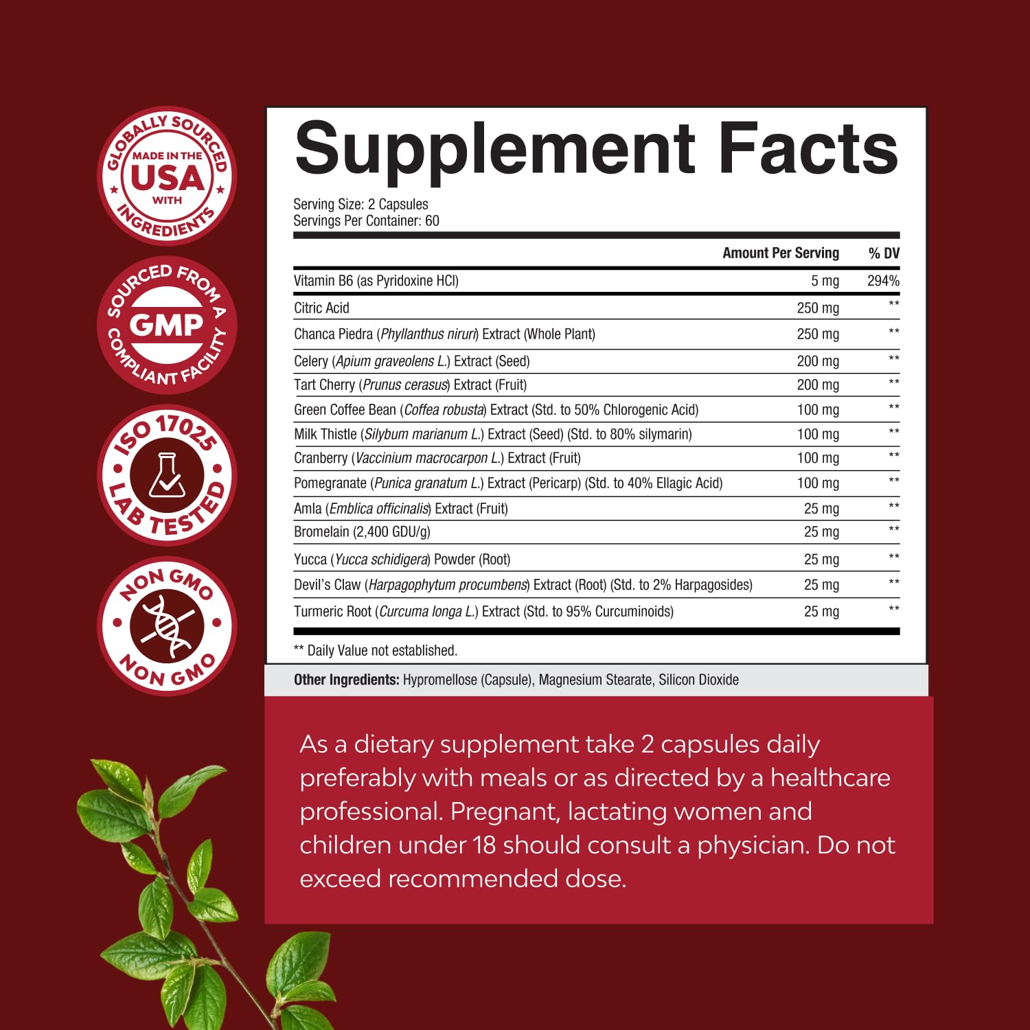 Herbal blend of turmeric, tart cherry, and celery seed shown together for synergy