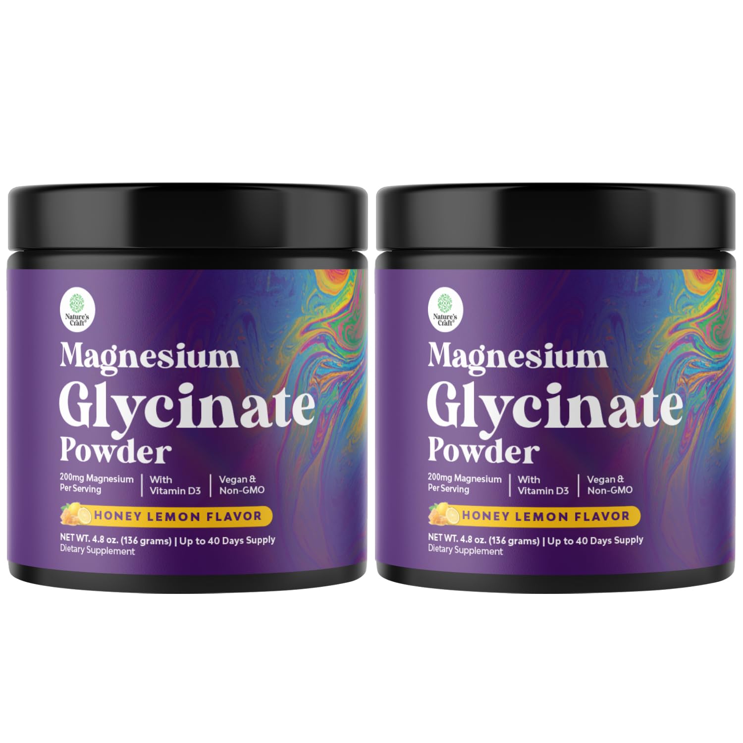 Natures Craft high absorption magnesium glycinate powder in a bottle for daily use and relaxation.