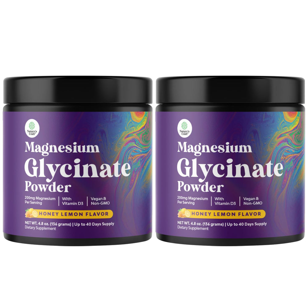 Natures Craft high absorption magnesium glycinate powder in a bottle for daily use and relaxation.