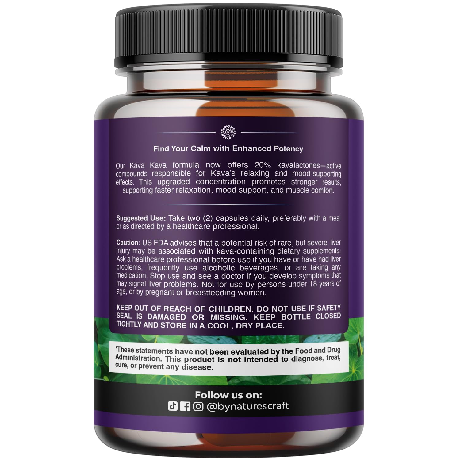 Natures Craft Kava Kava capsules being poured for daily stress relief.