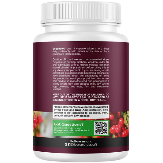 Natures Craft kidney support capsules closeup, highlighting herbal blend.