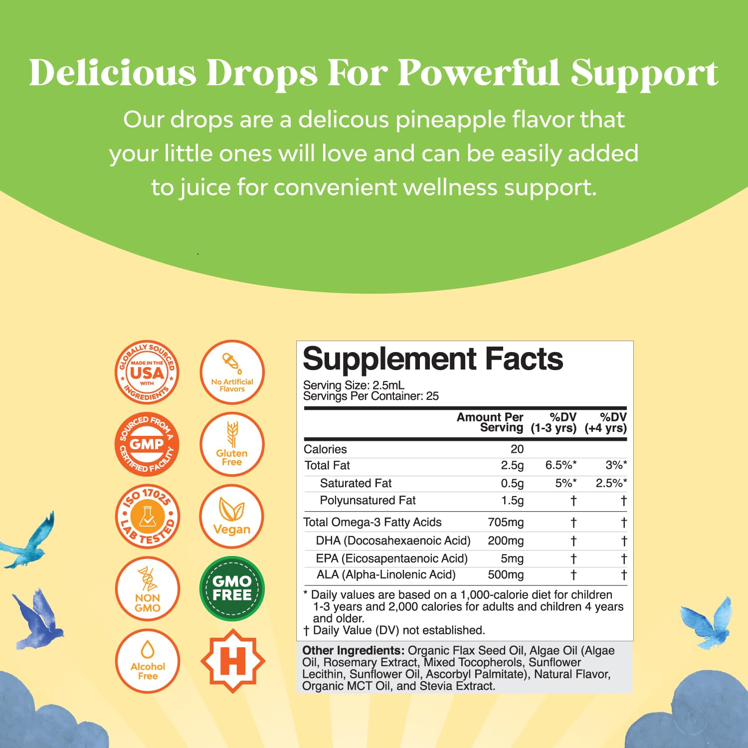 Dispensing dropper for Natures Craft Kids DHA Drops easy dosing
