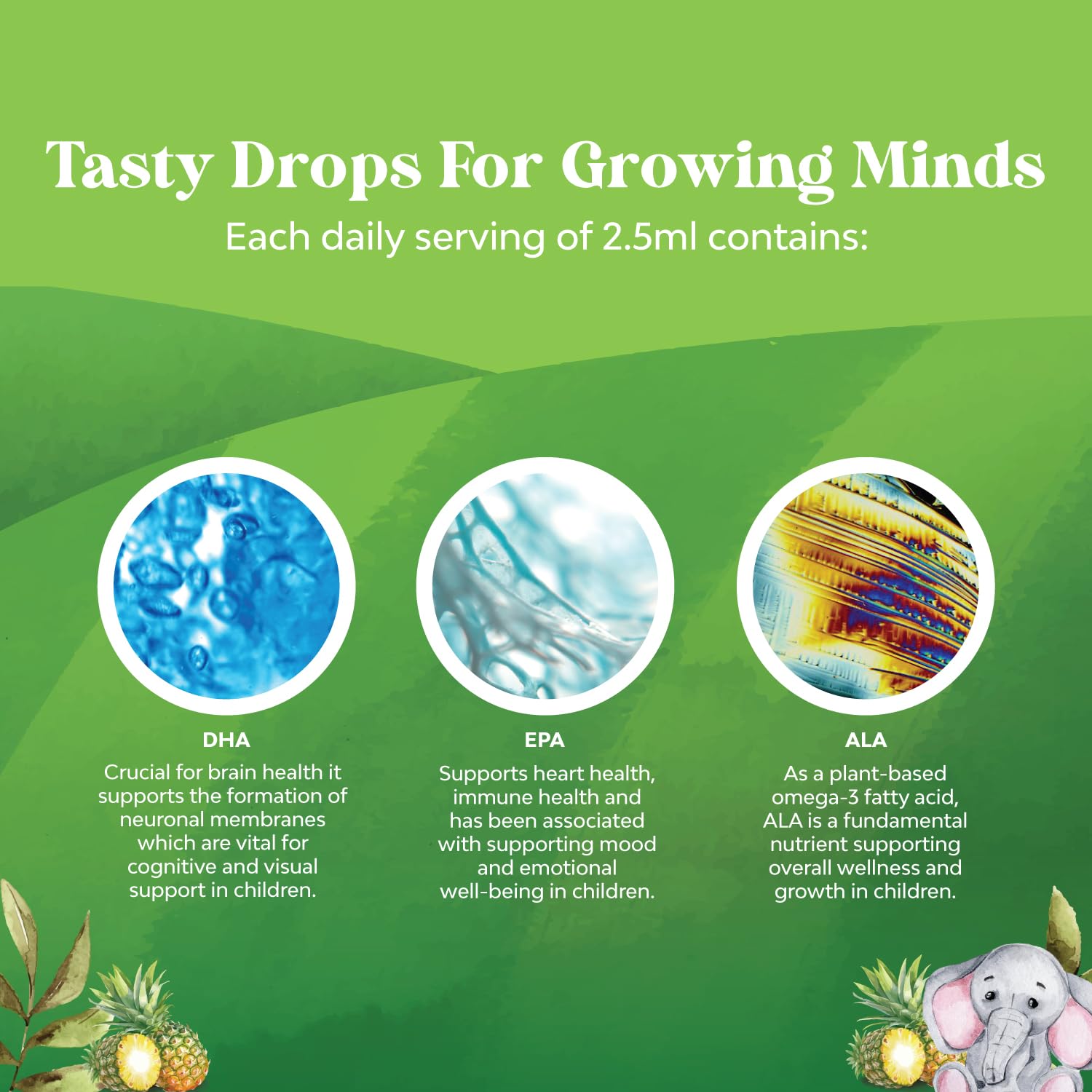 Natures Craft Kids DHA Drops use vegan omega-3-6-9 blend