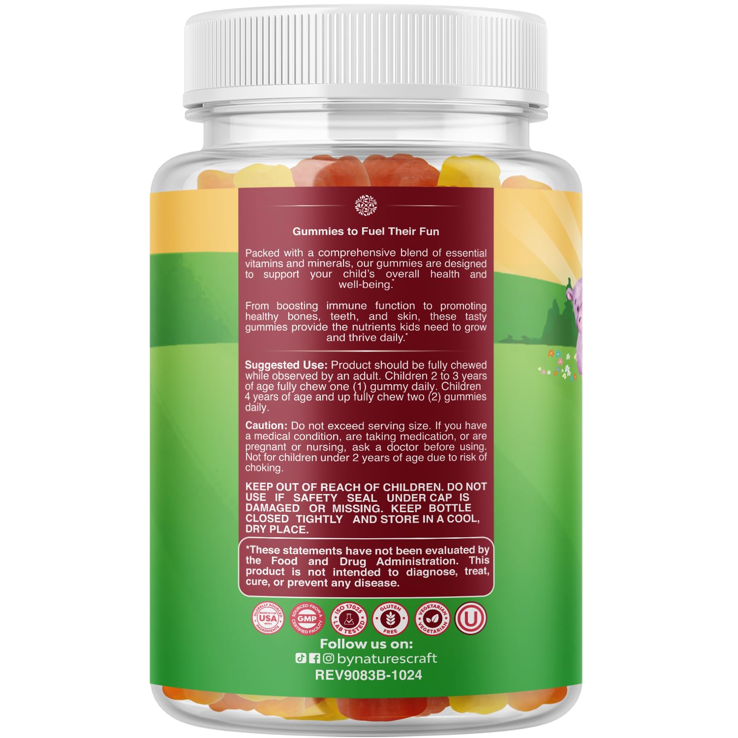 Natures Craft Kids Multivitamin Gummies closeup showing chewy texture.