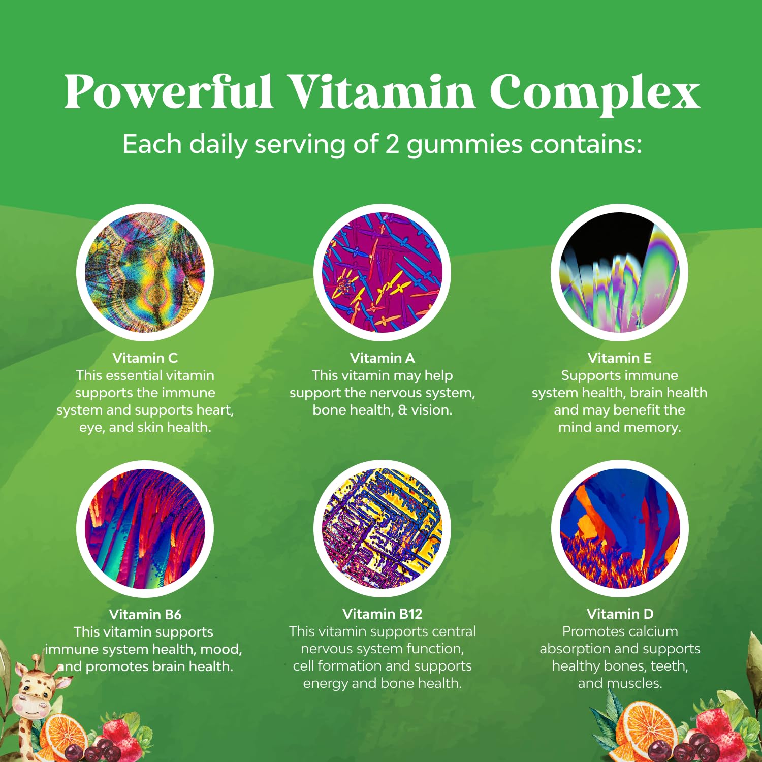 Natures Craft Kids Multivitamin Gummies serving scene suggests kid-friendly nutrition.