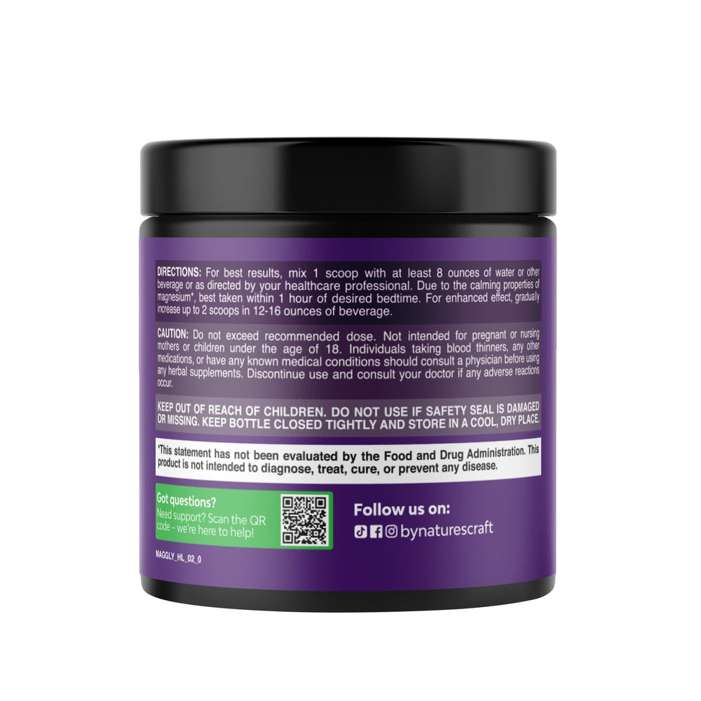 Natures Craft honey lemon flavored magnesium glycinate powder dissolved in a glass.