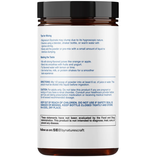 Natures Craft Magnesium Glycinate Powder scoop for precise, gentle evening servings.