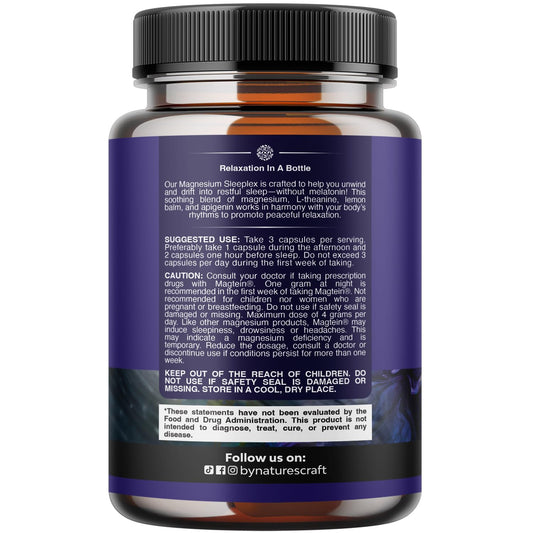Natures Craft Magnesium L-Threonate capsules, highlighting brain-friendly support for focus and calm.