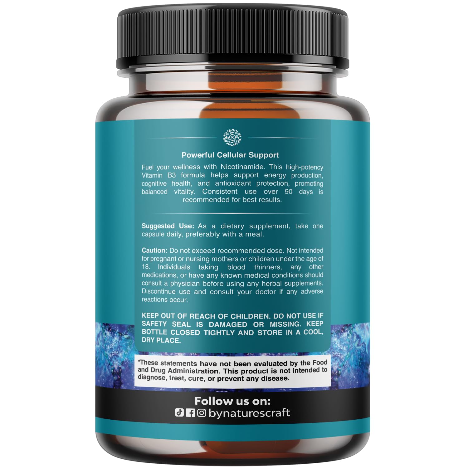 Natures Craft Niacinamide 500mg label close-up shows dosage and branding
