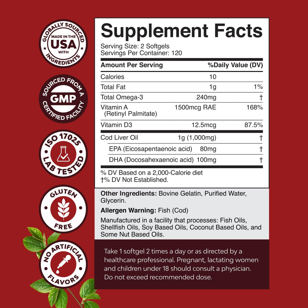Natures Craft omega-3 softgels with EPA and DHA for daily heart health support